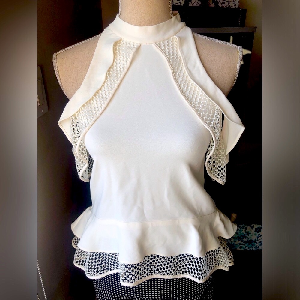 ***Jonathan Simkhai Sleeveless Layered Peplum Blouse White - XS